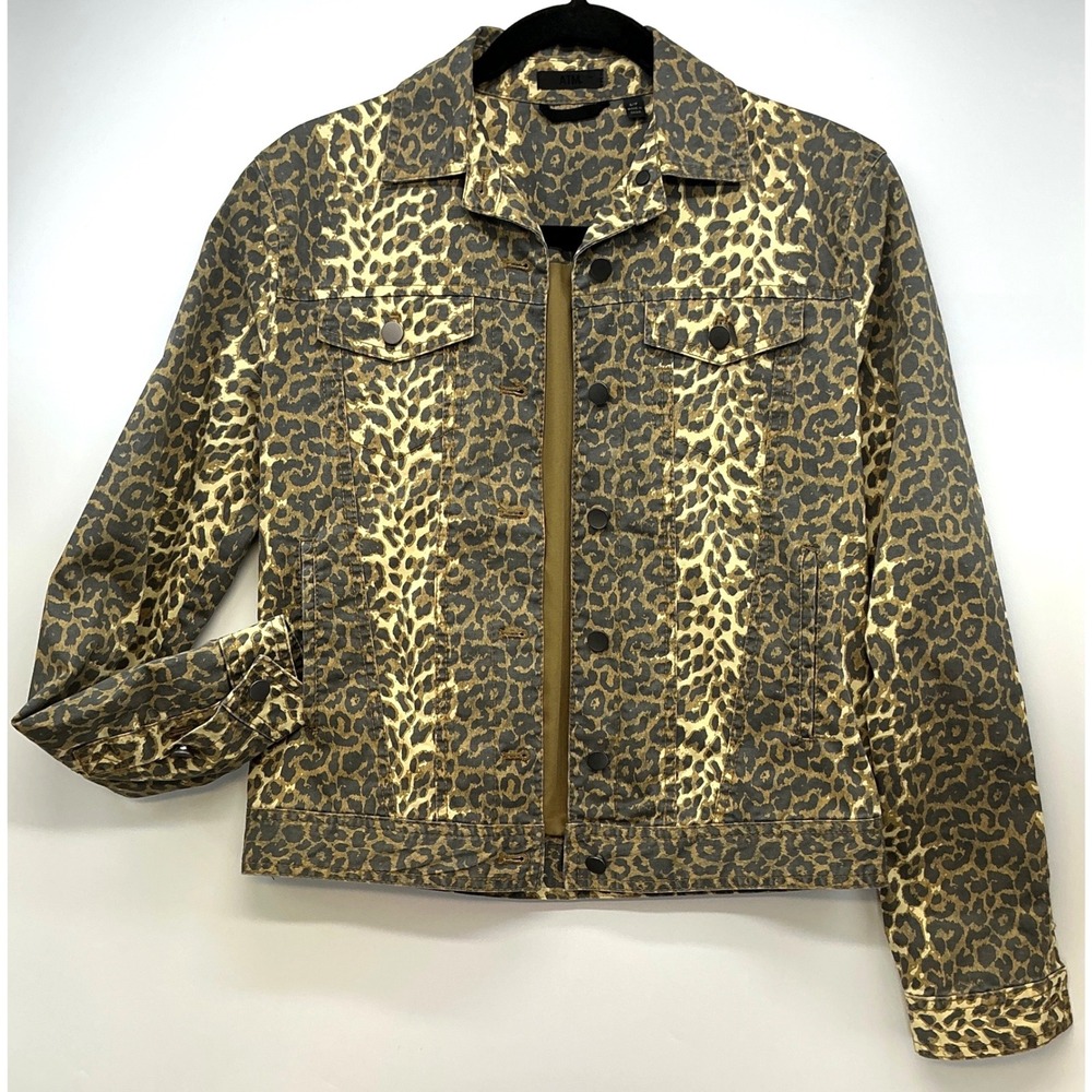 ATM Leopard Print Snap Front Trucker Jacket‎ Sz S Streetwear Statement